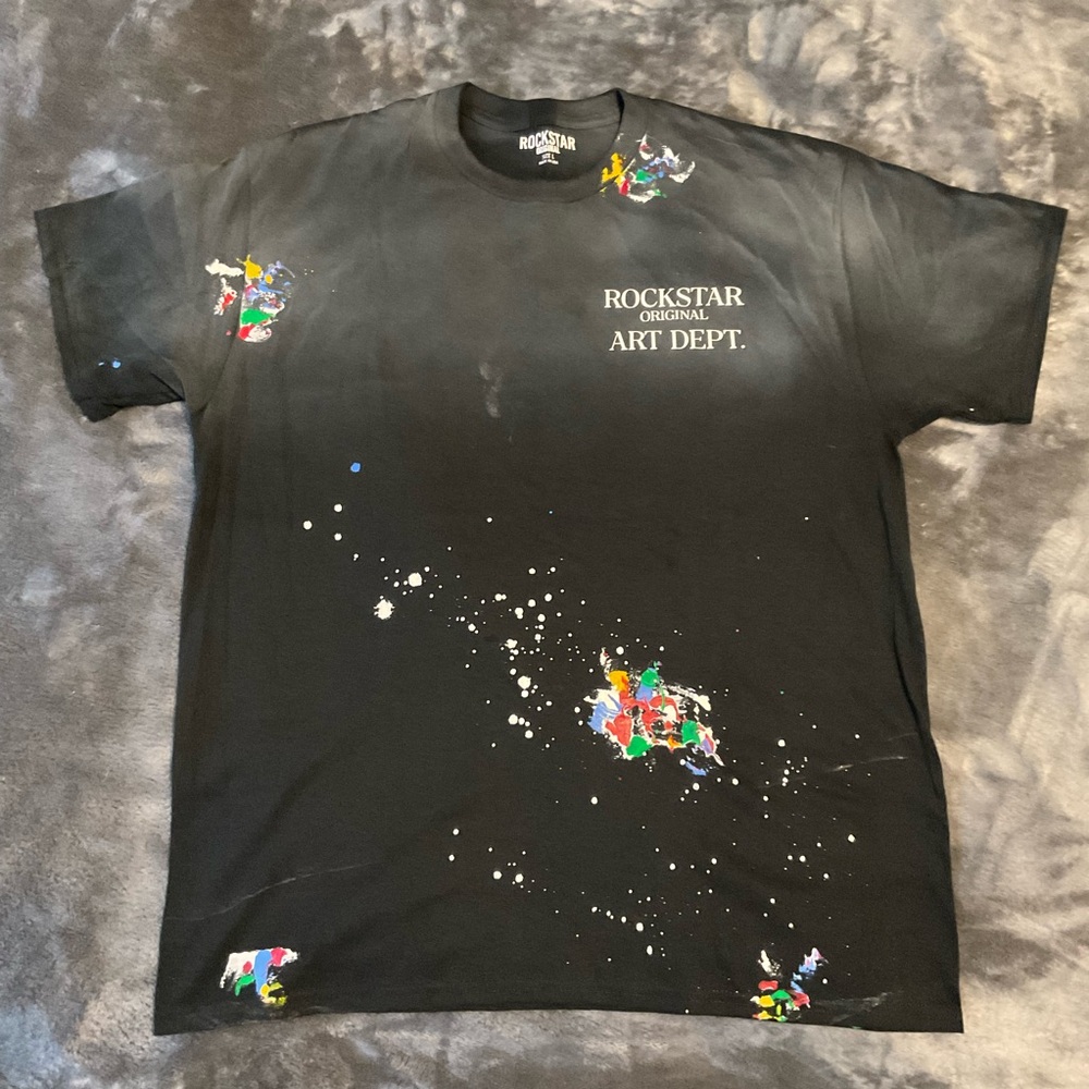 Black paint splashed t shirt